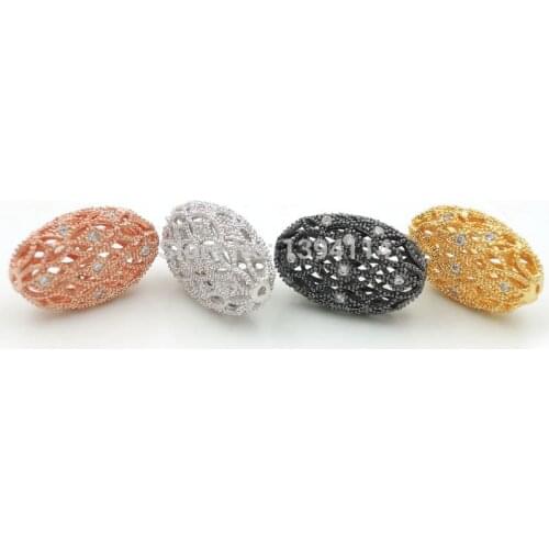 18*12*6mm Micro Pave Clear CZ Piercing Oval Flat Beads Fit For Making DIY Bracelets Or Necklaces Jewelry