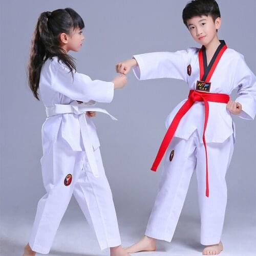 Kids Taekwondo Uniform Taekwondo Uniforms Children Karate Judo Taekwondo Dobok Suit Children Long Sleeve TKD Clothing