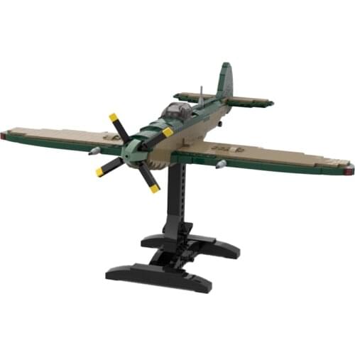 Kids Military Second World War Air Force Fighter MOC Building Blocks Spitfire Combat Aircraft The Plane Model Childrens Toys