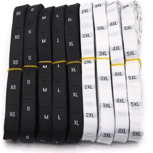 500Pcs Size Labels Black White Cotton Tags Woven Labels For Clothes Fabric Garment Sewing Accesssories XS S M L XL 2XL 3XL 4XL