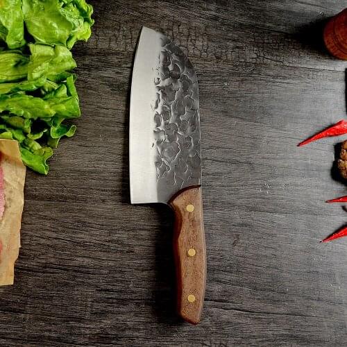 Fish Fillet Knife Kitchen Knives Full Tang Wood Handle 5cr15 Carbon Steel Hammer Finished Blade Poultry Chef Meat Cleaver