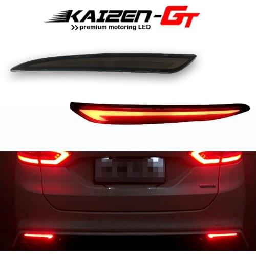 Fluid Style Red LED Rear Bumper Reflector Lights For 2014-2016 Ford Fusion Mondeo Rear Fog Lights, Tail Lights, Brake Lights