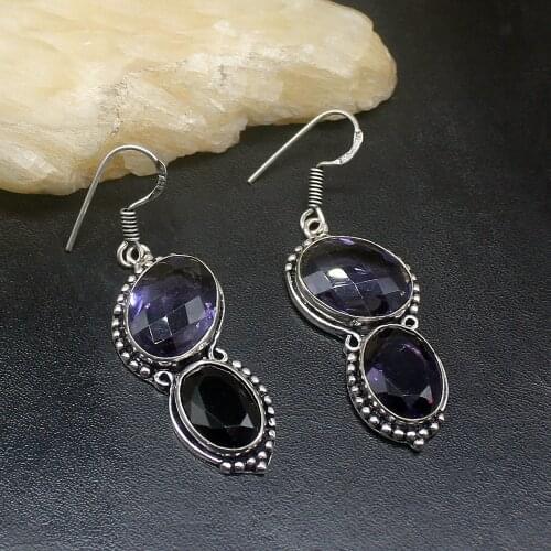 Gemstonefactory Big Promotion Unique 925 Silver Purple Amethyst Beautiful Women Ladies Gifts Dangle Drop Earrings 20212075