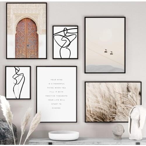 Cable Car Straw Antique Door Abstract Line Girl Wall Art Canvas Painting Nordic Posters And Prints Wall Pictures For Living Room