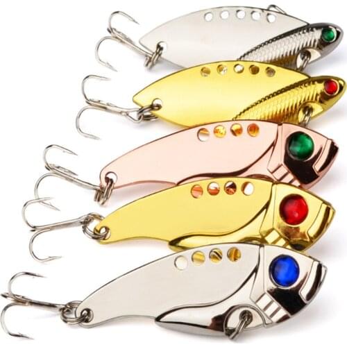 5pcs VIB Spoon Fishing Lure 11g/5.5cm Metal Spinner Fishing Bait Crankbait Bass Artificial Hard Baits Cicada VIB Fishing Tackle