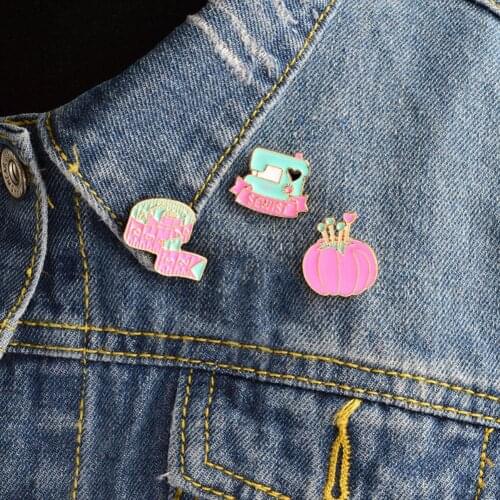 Cute Unisex Sewing Machine Tape Measure Pumpkin Brooch Pin Jacket Badge Decor Valentines Day present женская бижютерия