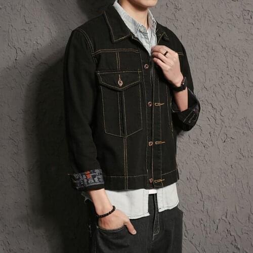 Mens High Quality Black Denim Jacket New 3D Cropping Solid Pockets Design Outerwear Coats Plus Size M-4XL 5XL #961