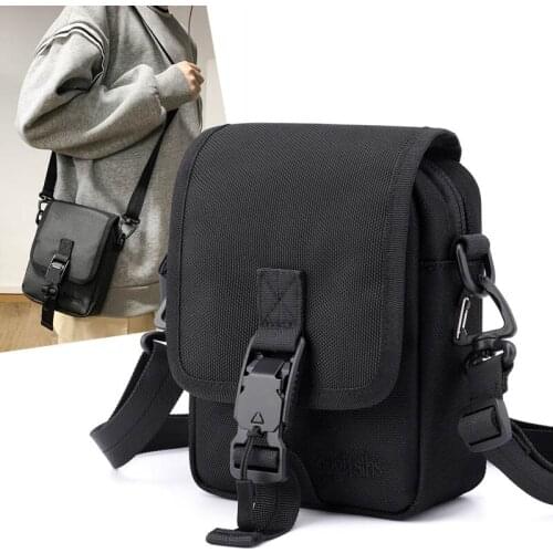 Men Shoulder Bags Fashion Phone Pouch Purse Outdoors Cigarette Pouch Solid Color Street Trend Crossbody Bag Boy Short Travel Bag
