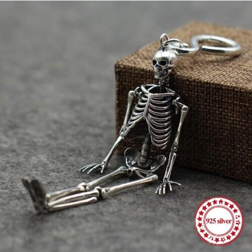 S925 sterling silver mens keychain personality classic punk style hip-hop domineering cross ring shape send lover gift jewelry