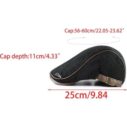 Men Winter Warm Knitted Duckbill Beret Hat Cabbie Newsboy Elderly Visor Flat Cap 2XPC
