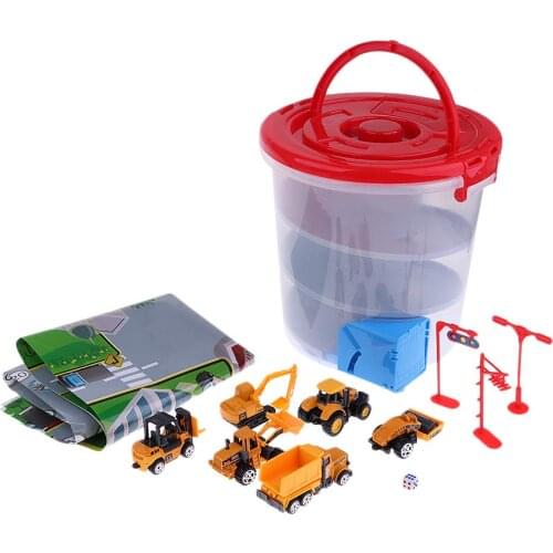 6pcs Miniature Car Vehicle Model Set with Storage Box Early Learning Educational Toys Birthday Gift for Children Kids Toddler