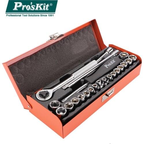 Proskit 8PK-SD016 23PCS Multifunctional Inch Ratchet Wrench Sleeve Screwdriver Set Group Motor Machine Maintenance Tools