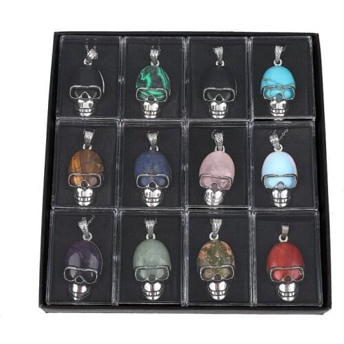 NEW 2018 12Pcs Jewelry Necklace Natural Stone Purple Crystal Hexagonal Point Pendants Necklaces Water Drop Pendant