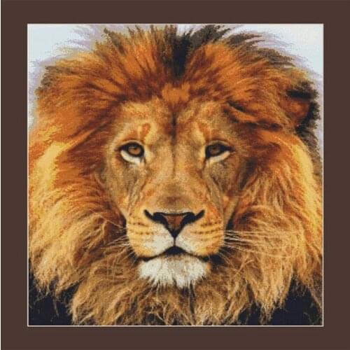 2020 New Arrival Embroidery Male Lion Cross Stitch Kit Animals with 100% Cotton Flosses & Free Shipping for Customuzed Gifts