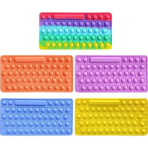 New Silicone Purse Push Bubbles Stationary Bag Sensory Big Poppet Pencil Case Simpl Dimmer Fidget Toys Kids Game School Supplies