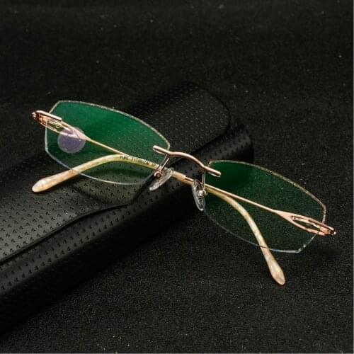 Reven Jate Titanium Rimless Diamond Cutting Woman Glasses Frame Optical Prescription Eyeglasses Woman Eyewear Fashion 1806