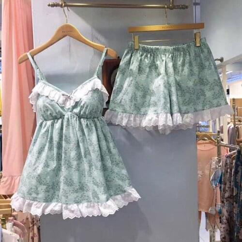 Sleepwear Summer Style Ladies Pyjamas Autumn Ladies Home Wear Sexy New Cotton Pyjamas Set With Suspenders Casual Home Clothing