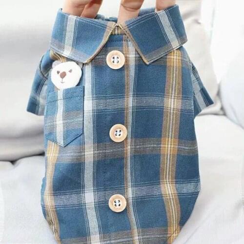 Dog Clothes Shirts Summer Pet Dog Shirt Casual Plaid Pomeranian Bichon Yorkshire Chihuahua Teddy Pug Puppy Cat Clothing 2021 New