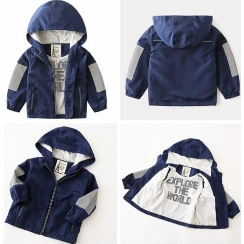 1-7 Years Boys Clothes Jackets Coat Spring Autumn Jackets Print Childrens Clothing Hooded Windproof Windbreaker Toddler Boys