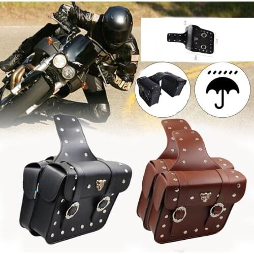 Pair Universal Motorcycle Saddle Bags Side Storage Luggage Bag Fork Tool Pouch For Honda/Yamaha/Suzuki