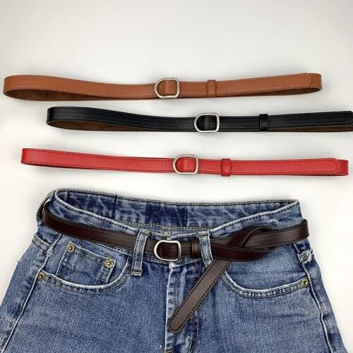 D-shaped Japanese Buckle Simple and Versatile Girls Belt Non-porous Thin Womens Belt