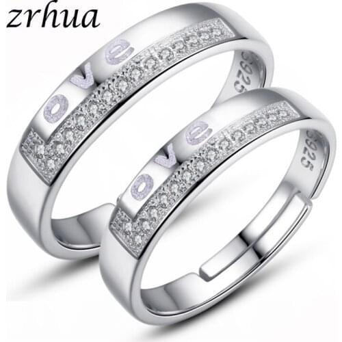 ZRHUA Silver Color Love Ring Stylish Letter Couple Ring Endless Love Gift Rings for Men Women Wedding Party Anillos