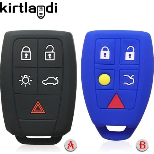 Silicone Key Case for Volvo XC90 C70 S40 C30 S60 D5 V50 C30 Cover Fob Shell Skin Holder Keychain 5 Button Remote Accessories Fob