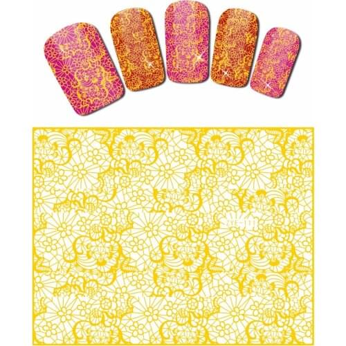 SUPER THIN SELF ADHESIVE 3D NAIL ART NAIL SLIDER STICKER FULL COVER GOLD BIRD CAT KITTEN FLORID PATTERN GRID S223-ZYE111