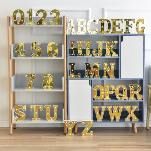 Golden Alphabet Letter LED Lights Luminous Number Lamp Battery Night Light for home Wedding Birthday Christmas party Decoration