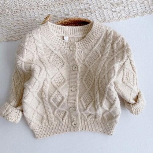 Baby Girls Sweaters Autumn Winter Soft Solid Color Knitted Cardigan Stylish Boys Sweater Toddler Outwear Kid Coats 1 2 3 4 5 6 Y