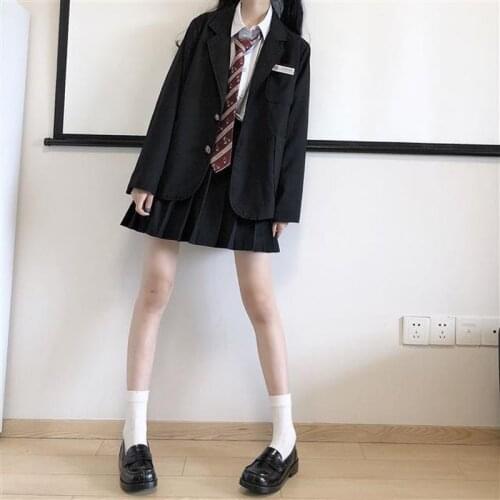 【Free tie】2021women Preppy suit three-piece white shirt + high waist pleated skirt + three-color casual suit college uniform set