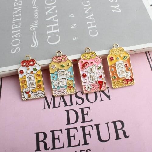 Diy Japanese jewelry accessories gold tone dripping alloy charms pendant bracelet pendants dripping oil praying blessing bag