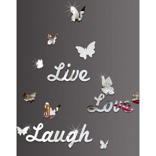 Butterfly Wall Sticker Mirror Stickers 3D large decal DIY acrylic Wall Decor Decal bedroom Bath Room Decoration mirror Art Mural