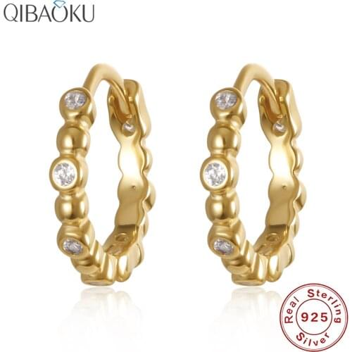 Hot Sale 925 Sterling Silver Earring Gold Color Small Circle Hoop Earrings For Women Birthday Simple Noble Jewelry Gift NO.6