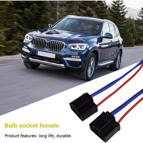 1 Pair H4 9003 Bulb Socket Female Adapter Connector for Headlight Fog Lamp