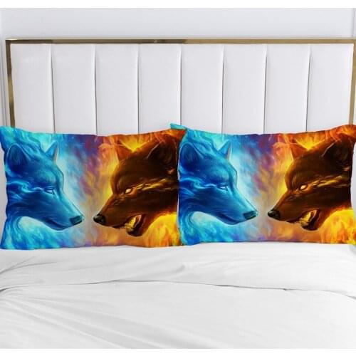 2pc Pillow Case Pillowcase 50x70 50x75 50x80 50x90 80x80 70x70 Decorative Pillow Cover Bedding Animal yinyang Wolf