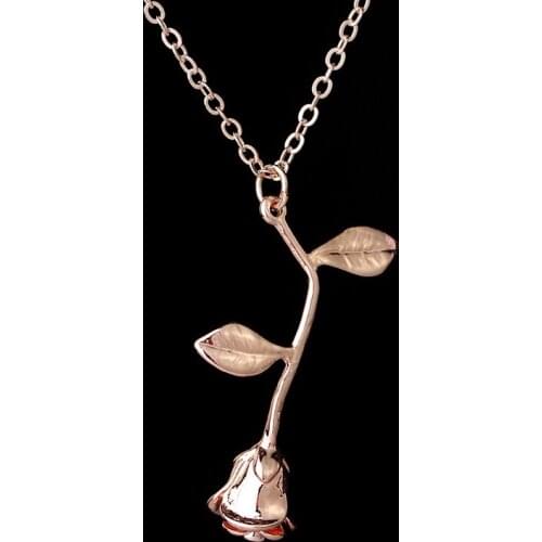 2PCS Simple Sweater Rose Necklace Clavicle Chains Charm Womens Fashion Jewelry Collar Maxi Necklace For Women
