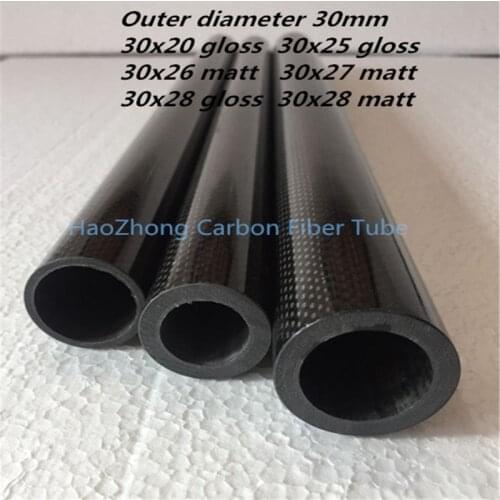 3k Carbon Fiber Fabric Wound Tube OD30mm ID20mm 25mm 26mm 27mm 28mm X500mm Light Weight, High Strength Factory Direct Sales