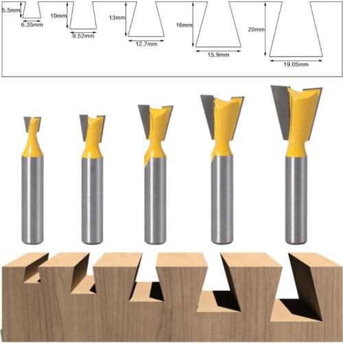 8mm Milling Cutter Bit 1/4 3/8 1/2 5/8 3/4 Dovetail Groove Router Woodwork Tools