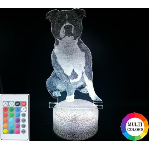 Acrylic Desk Lamp 3D Staffordshire Bull Terrier Night Light LED Atmosphere Nightlight Pet Dog Birthday Gift Hotel Room Decor