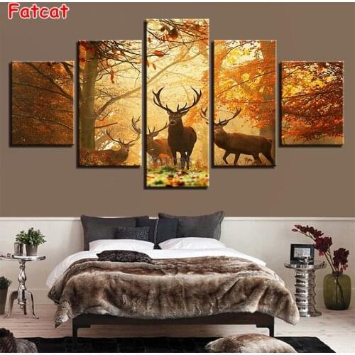 Diy Diamond Painting Modern animal art,forest deer diamond mosaic full square drill diamond embroidery cross stitch 5 pcs PP1316