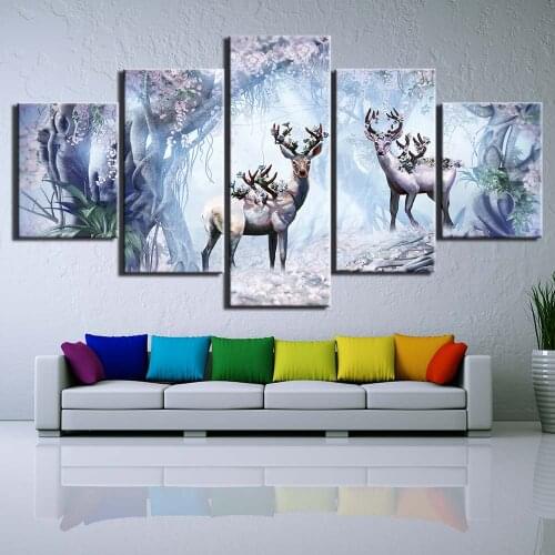 Diamond Pictures Landscape Embroidery Home Decor 5 Pcs Painting Deer Full Round Drill Cross Stitch Gift Handmade Wall Sticker