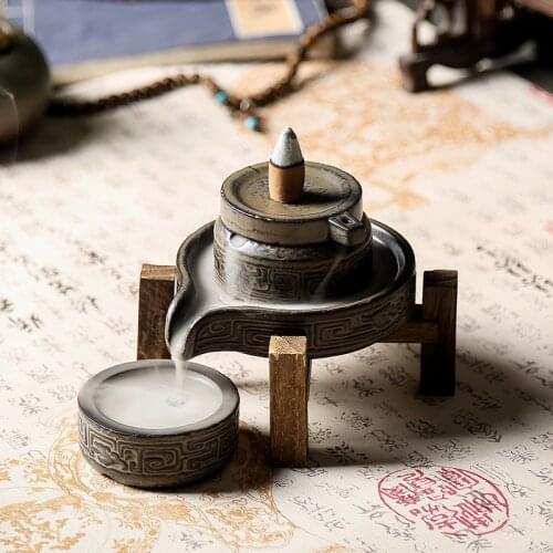 Free 20Pcs Cones Buhrimill Incense Burner Hand Made Ceramic Incense Holder Backflow Incense Censer