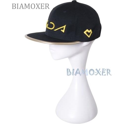 BIAMOXER Game K/DA KDA Akali Hat Adult Kids Cosplay Snapback Baseball Cap Handmade Props