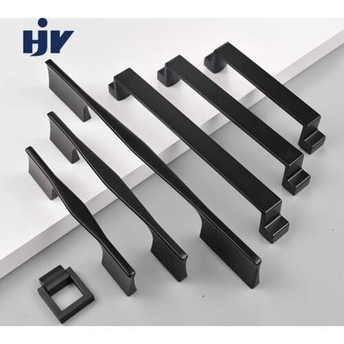 Black Furniture Handle Closet Kitchen Cabinet Handles Drawer Pulls Zine Alloy Capboard Wardrobe Handles Furniture Door Handle