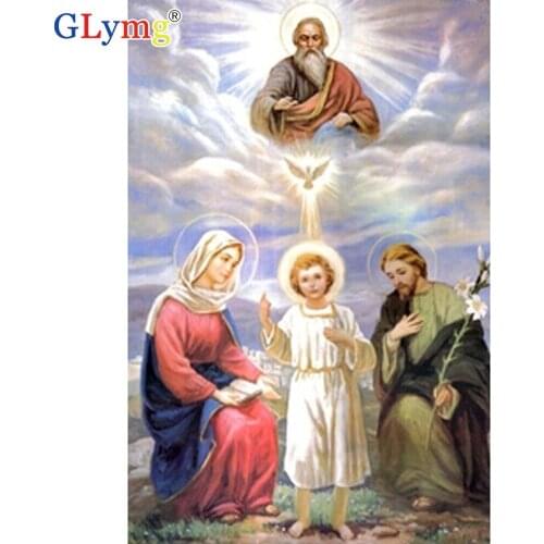 GLymg 5d Diy Diamond Painting Jesus Family God Diamond Embroidery Full Square Rhinestones Home Decor Wall Sticker