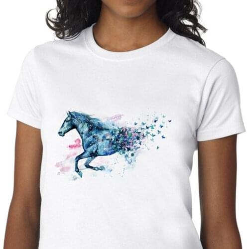 Graphic tees tops Watercolor Horse tshirts gothic Lion kawaii Dog cat tshirt white top t shirt vintage clothes for women summer