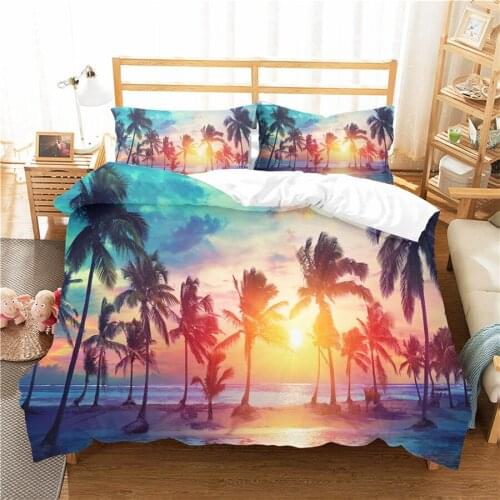 A Bedding Set 3D Printed Duvet Cover Bed Set Coconut Tree Home Textiles for Adults Bedclothes with Pillowcase #YS12