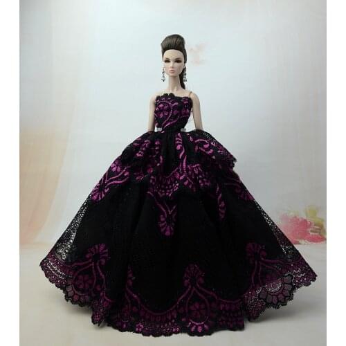 Black & Pink Lace Dress , Princess Party Wedding Gown Skirt Clothing For Toy Barbie Xinyi Kurhn Doll Toys for Children
