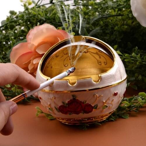 LETAOSK Creative Round Vintage Windproof Ashtray With Lid Portable Cigarettes Ash Tray Home Office